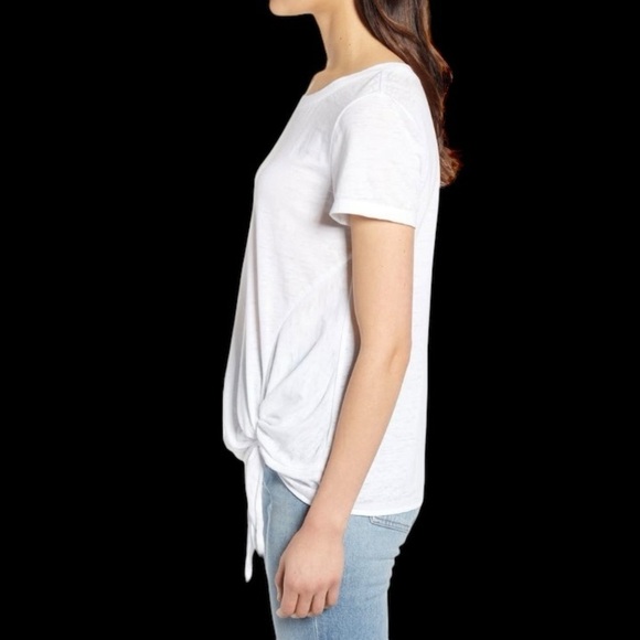 Caslon White Burnout Side Tie Scoop Neck T Shirt Size XL Boho Casual - Picture 2 of 12